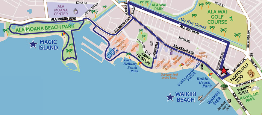 waikiki-map - Hawaii Bike Rental: Beach Cruisers, Comfort
